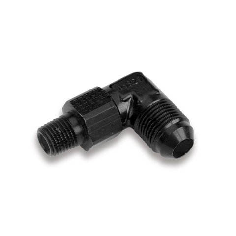 Earl's Performance AN to NPT Adapter Fittings AT922166ERL Fitting, Adapter, NPT, 90 Degree, Aluminum, Black Anodized, -6 AN, 3/8 in. NPT, Swivel, Each