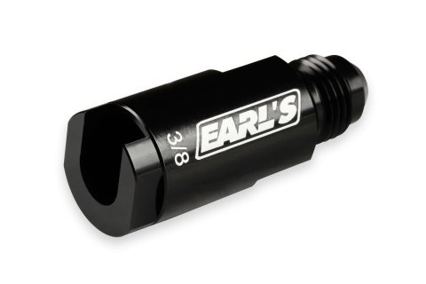 Earl's Performance Vapor Guard OEM Quick-Connect Fuel Rail Adapter Fittings 751166ERL Line Fitting, 3/8 in. Female Quick-Connect, To -6 AN Male AN, Straight, Aluminum, Black Anodized, Each