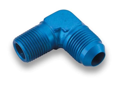 Earl's Performance AN to NPT Adapter Fittings 982212ERL Fitting, Adapter, NPT, 90 Degree, Aluminum, Blue Anodized, -12 AN, 3/4 in. NPT, Each