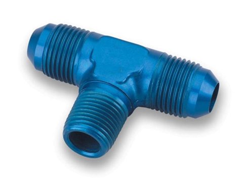 Earl's Performance Tee Adapter Fittings 982506ERL Fitting, Adapter, Tee, -6 AN Male, -6 AN, 1/4 in. NPT, Aluminum, Blue Anodized, Each