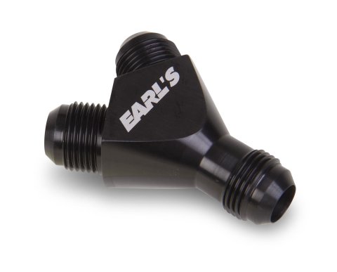 Earl's Performance Y-Fittings AT100175ERL Y Fittings, Y-Fittings, Aluminum, Black Anodized, -8 AN Male AN, -6 AN Male AN, -6 AN Male AN, Each