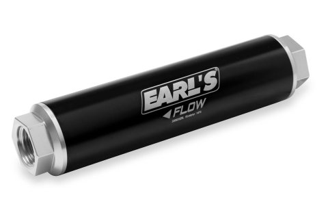 Earl's Performance Billet Inline 10 Microns Fuel Filter with -12 AN Inlet Size 230631ERL Filter, Inline, O-Ring Inlet/Outlet, Microns, Aluminum, Black/Clear, Each