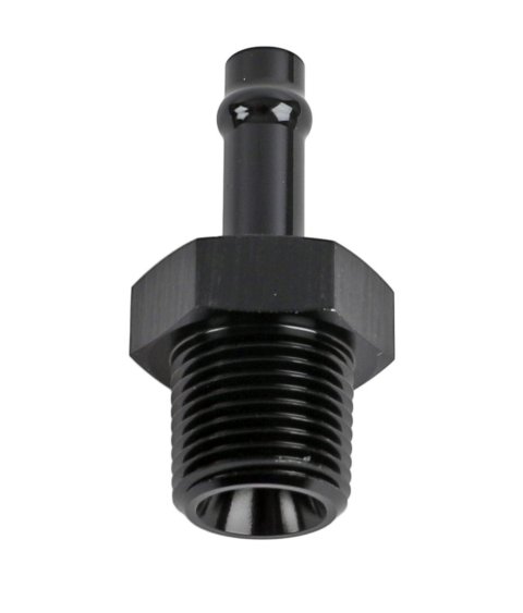Earl's Performance Vapor Guard Hose Ends 781656ERL Ends, Guard, Socketless Barb, Straight, 5/16 in. Size, Aluminum, Black Anodized, 3/8 in. NPT Adapter Size, Male Threads, Each