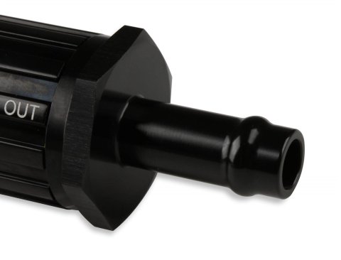 Earl's Performance Vapor Guard 100 Microns Fuel Filter with 0.375 in. Inlet Size 731066ERL Filter, Guard, Inline, 3/8 Inlet, Hose Barb, 3/8 Outlet, Hose Barb, Aluminum, Black, 4.50 Overall Length, Each