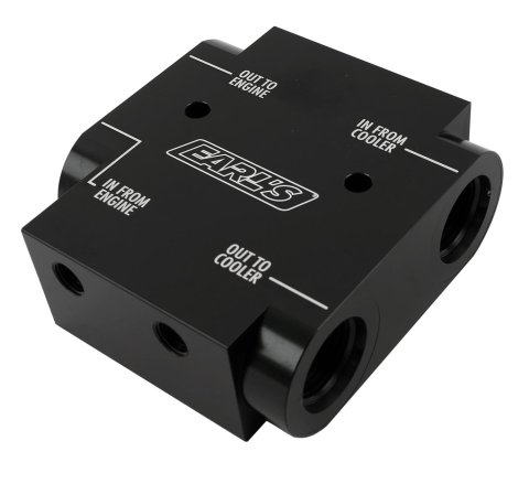 Earl's Performance Engine Oil Thermostat 501ERL Remote Thermostat, Aluminum, Dual -10 AN Female Inlets, Dual -10 AN Female Outlets, Each