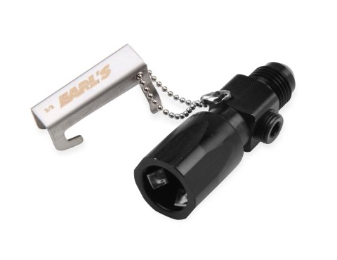 Earl's Performance Quick-Connect Fuel Rail Adapter Fittings AT992066ERL Fitting, Line Adapter, Straight, 3/8 in. Female Quick-connect, -6 AN Male Threads, Gauge Port, Black Anodized, Each