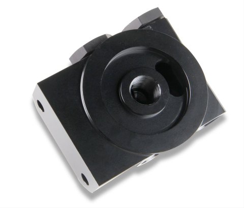 Earl's Performance Remote Oil Filter Mounts 2077ERL Mount, Remote, Billet Aluminum, Black Anodized, -10 AN O-ring Female Inlets, -10 AN Female Outlets, Each