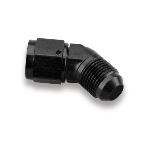 Earl's Performance Couplers AT924108ERL Fitting, Coupler, Union, AN to AN, 45 Degree, Aluminum, Black Anodized, -8 AN, -8 AN, Swivel, Each