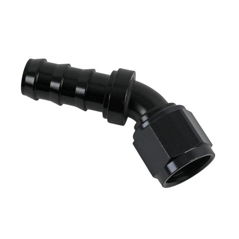 Earl's Performance Super Stock Hose Ends AT704611ERL Fitting, End, Stock, 45 Degree, Aluminum, Black Anodized, -10 AN Male, -10 AN Female, Each