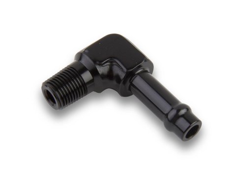 Earl's Performance Vapor Guard Hose Ends 782256ERL Ends, Guard, Socketless Barb, 90 degree, 5/16 in. Size, Aluminum, Black Anodized, 3/8 in. NPT Adapter Size, Male Threads, Each