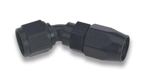 Earl's Performance Swivel-Seal Hose Ends AT804610ERL Fitting, End, Swivel-Seal, 45 Degree, -10 AN to Female -10 AN, Aluminum, Black, Each