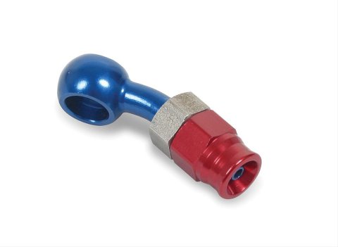 Earl's Performance Speed-Seal Hose Ends 600533ERL Fitting, End, Speed-Seal, 30 Degree, -3 AN Hose, 10mm Banjo, Aluminum, Red/Blue Anodized, Each