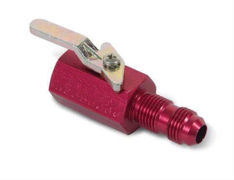 Earl's Performance Shut-Off Valves 230502ERL Valve, Aluminum, Red, 3/8 in. Female NPT Inlet, -6 AN Bulkhead Outlet, 2 3/4 in. Overall Length, Each