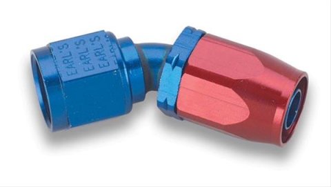 Earl's Performance Auto-Fit Hose Ends 304624ERL Fitting, End, Auto-Fit, 45 Degree, -24 AN to Female -24 AN, Aluminum, Red/Blue Anodized, Each