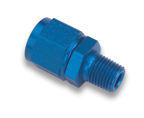 Earl's Performance AN to NPT Adapter Fittings 916108ERL Fitting, Adapter, NPT, Straight, Aluminum, Blue Anodized, -8 AN, 3/8 in. NPT, Swivel, Each