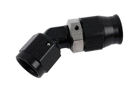 Earl's Performance Speed-Seal Hose Ends AT604536ERL End, Speed Seal, 45 Degree, -6 AN Female Threads, Aluminum, Black Anodized, Each