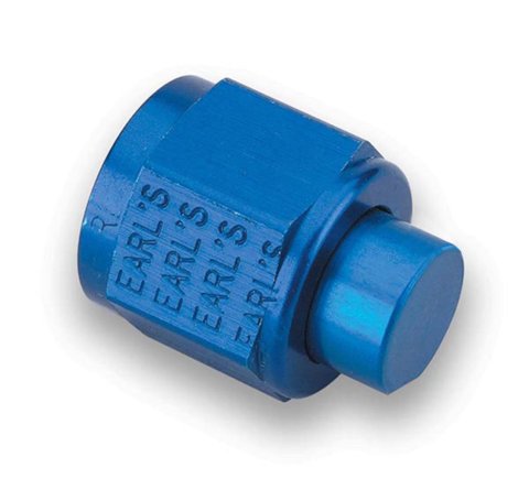 Earl's Performance AN Caps 592904ERL Fitting, Cap, -4 AN, Aluminum, Blue Anodized, Pair