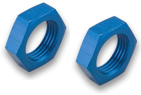 Earl's Performance Bulkhead Nuts 592406ERL Fittings, Nut, -6 AN, Aluminum, Blue Anodized, Pair