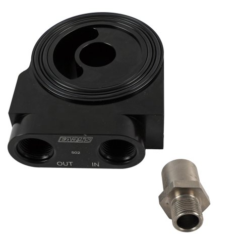 Earl's Performance Billet Aluminum Sandwich-Style Oil Thermostats 502ERL Adapter, Filter, Sandwich, Aluminum, 3/4-16 in. Thread, -10 AN O-Ring Inlet/Outlet, Each