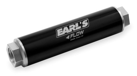 Earl's Performance Billet Inline 100 Microns Fuel Filter with -12 AN Inlet Size 230633ERL Filter, Inline, O-Ring Inlet/Outlet, Microns, Aluminum, Black/Clear, Each