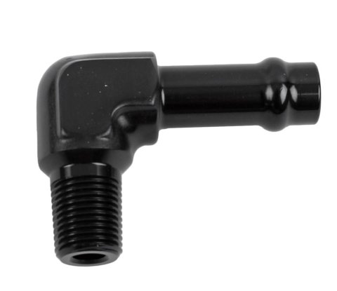 Earl's Performance Vapor Guard Hose Ends 782262ERL Ends, Guard, Socketless Barb, 90 degree, 3/8 in. Size, Aluminum, Black Anodized, 1/8 in. NPT Adapter Size, Male Threads, Each