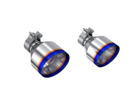 MBRP Performance Exhaust Tips T5202BE T304 Stainless Steel Burnt End Tip; 2.125" ID, 5" OD Out, 7.25" Length, Single Wall Angle Cut, Sold In Pairs