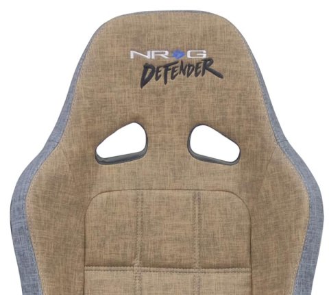 NRG Defender Suspension Brown Cloth Seat DF-100BR water resistant steel frame suspension seats with Grey trim w/ logo