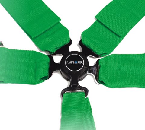 NRG Seat Belt 6-Point Harness SBH-6PCGN Harness, Complete, 6-Point, Camlock, Green, 3 in., Individual Shoulders, Pull Down, Bolt-In, Floor Mount, Each
