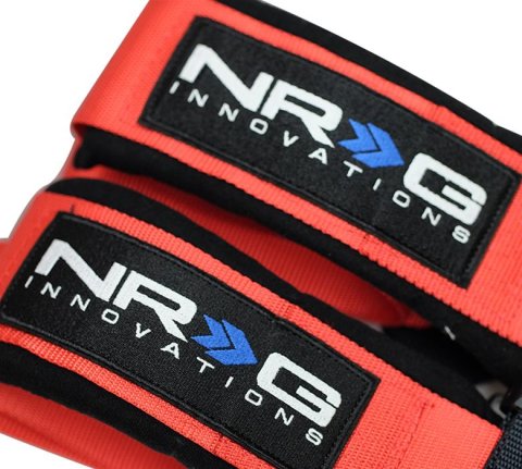 NRG Seat Belt 5-Point Harness SBH-R5PC RD Harness, Complete, 5-Point, Latch, Red, 3 in., Individual Shoulders, Pull Down, Bolt-In, Floor Mount, Each