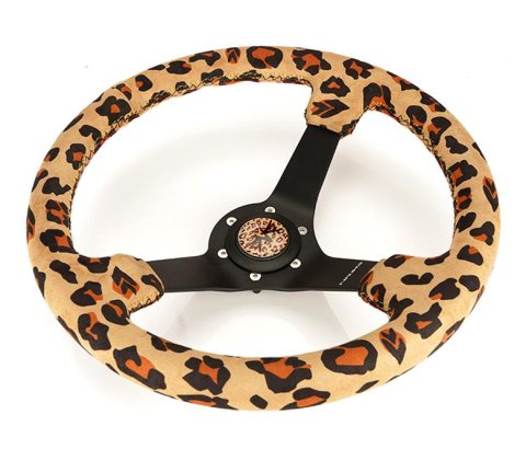 NRG Savage Inspired Steering Wheels RST-036MB-SV-BR Wheel, Inspired, 350mm, 3 in. Dish, Brown Microfiber Grip, Matte black Spoke, Black Stitching, Each
