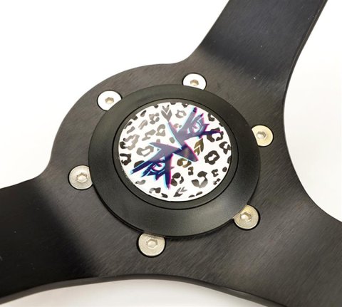 NRG Savage Inspired Steering Wheels RST-036MB-SV-WT Wheel, Inspired, 350mm, 3 in. Dish, White Microfiber Grip, Matte black Spoke, Blue Stitching, Each