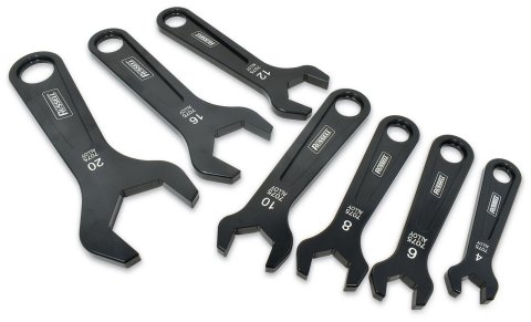 Russell AN Hose End Wrenches 750100 Wrench Kit, 7-Piece, Aluminum, Black, -4 through -20 AN, Kit