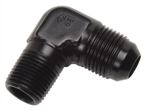 Russell AN to NPT Adapter Fittings 660853 Fitting, Adapter, NPT, 90 Degree, Aluminum, Black Anodized, -8 AN, 1/4 in. NPT, Each
