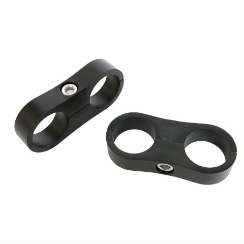 Russell AN Hose Separators 654333 and Line Mounting Clamps, Separators, 2 Capacity, Aluminum, Black Anodized, 0.938 in. O.D., for -12 Braided Hose, Pair