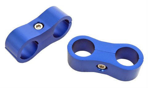 Russell AN Hose Separators 654302 and Line Mounting Clamps, Separators, 2 Capacity, Aluminum, Blue Anodized, 0.563 in. O.D., for -6 Braided Hose, Pair