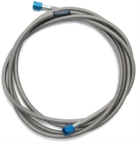 Russell Nitrous and Fuel Line Assemblies 658360 Hose, Braided Stainless Steel, -4 AN Female End, Blue, -4 AN Female End, Blue, 10 ft. Length, Each
