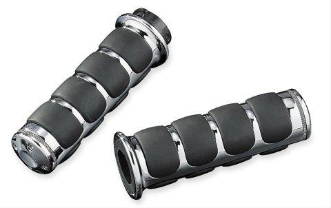 Kuryakyn ISO Grips 6320 Grips, ISO, Aluminum, Black, Twist Throttle Compatible, 1 in. Bar Diameter, Harley-Davidson®, Pair
