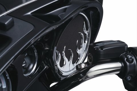 Kuryakyn Speaker Grilles 7374 Grilles, Flame Style, Plastic, Chrome, Harley-Davidson®, Pair