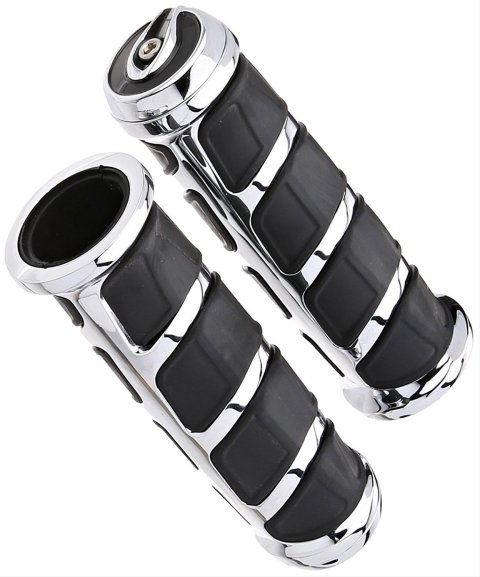 Kuryakyn Kinetic Grips 6372 Grips, Kinetic, Aluminum, Chrome, Twist, 1 in. Bar Diameter, for use on Honda®, Suzuki, Pair