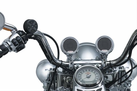 Kuryakyn Road Thunder Speaker Pods 2712 Speakers, Pods, Chrome, 3 in. Speakers, 100 W Peak, Handlebar Mount, Pair