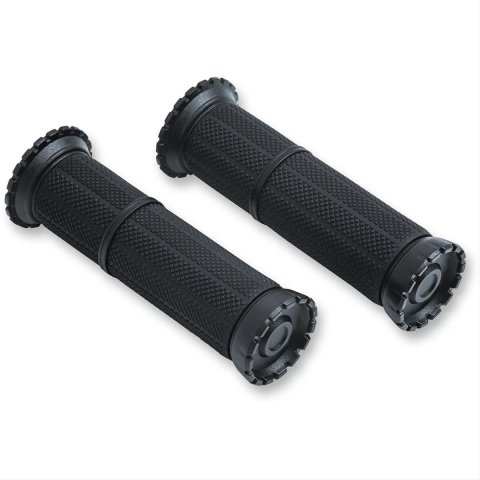 Kuryakyn Riot Grips 3582 Grips, Riot, Aluminum, Black, Twist Throttle Compatible, 1 in. Bar Diameter, Harley-Davidson®, Pair