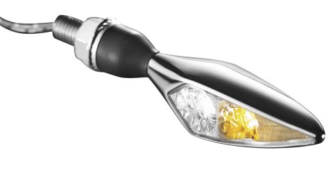 Kuryakyn Kellermann Micro Rhombus Collection Turn Signals 2539 Signal, Rhombus, LED, Clear Lens, White/Amber Light, Chrome Housing, Each