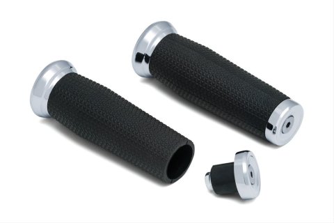 Kuryakyn Thresher Grips 5938 Grips, Thresher, Aluminum, Chrome, 1 in. Bar, Indian, Pair