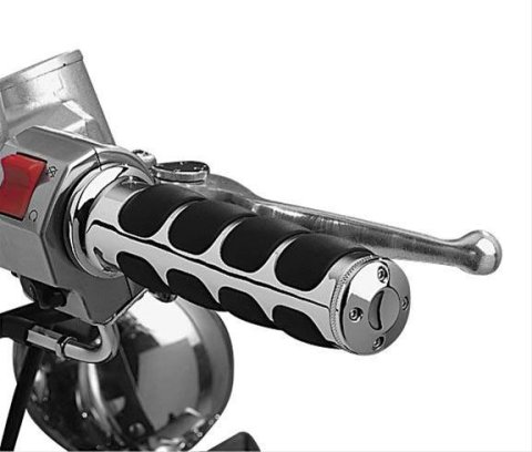 Kuryakyn ISO Grips 6241 Grips, ISO, Aluminum, Chrome, 125mm Length, Twist Throttle Compatible, 7/8 in. Bar Diameter, Pair