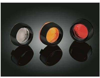 Kuryakyn Deep Dish Bezels 5482 Turn Signal Bezels, Dish, Steel, Black Powdercoated, Red Lens, Harley-Davidson®, Pair