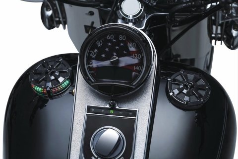 Kuryakyn Alley Cat LED Fuel and Battery Gauges 7383 Gauge, LED, Tank Mounted, Level/Battery Voltage, Digital, Empty-full/10-16 V, Round, Black Anodized, Harley-Davidson®, Each
