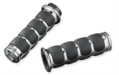 Kuryakyn ISO Grips 6321 Grips, ISO, Aluminum, Black, Twist Throttle Compatible, 1 in. Bar Diameter, Harley-Davidson®, Pair