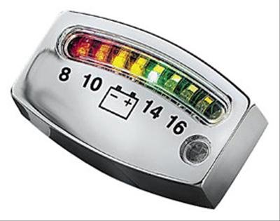 Kuryakyn LED Battery Gauges 4219 Gauge, LED, Digital, Voltage, Rectangular, Black Face, Chrome Bezel, Each