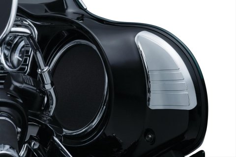 Kuryakyn Tri-Line Inner Fairing Cover Plates 6978 Trim Accents, Plates, ABS Plastic, Chrome, Harley-Davidson®, Pair
