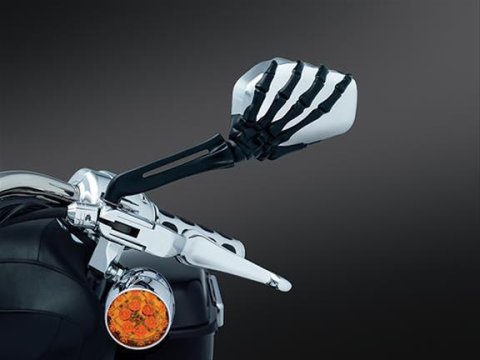 Kuryakyn Skeleton Hand Mirrors 1764 Side View Mirrors, SKELETON HAND MIRRORS BLK/CHR